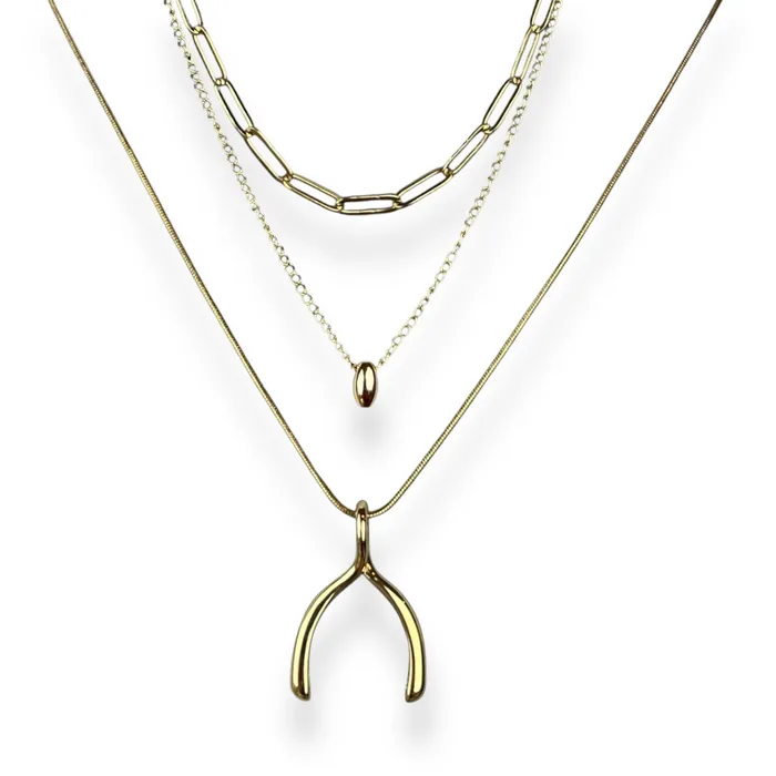 Necklaces CONQUERing 3part Necklace Base Stack Necklet Paperclip AuraDel Drop Wishbone