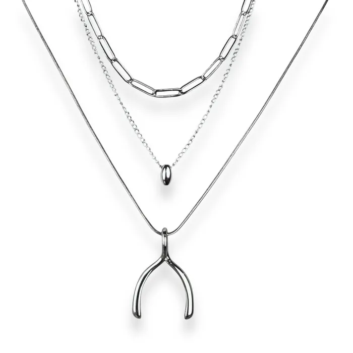 Necklaces CONQUERing 3part Necklace Base Stack Necklet Paperclip AuraDel Drop Wishbone