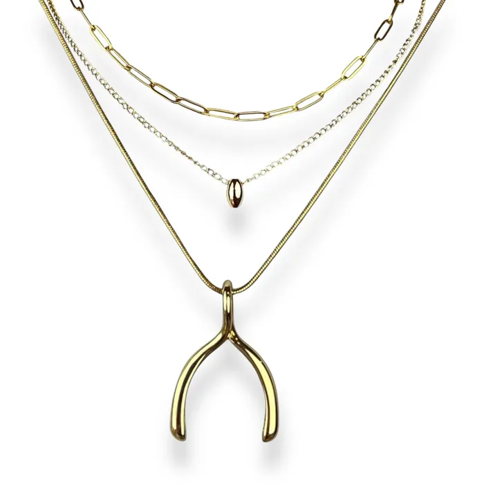 Necklaces CONQUERing 3part Necklace Base Stack Necklet Paperclip AuraDel Drop Wishbone