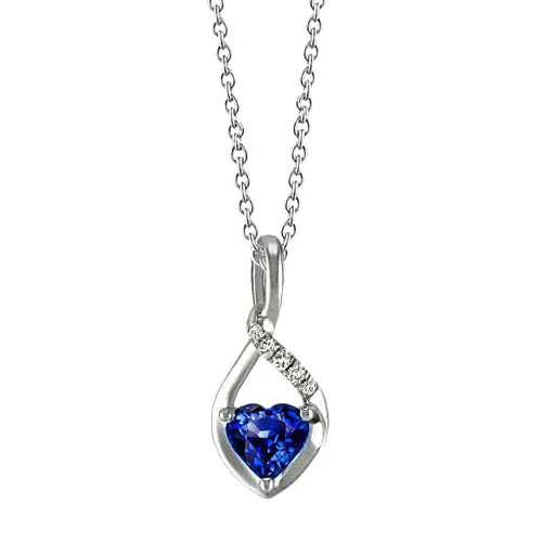 Necklaces GB 125 Ct Heart Ceylon Sapphire Round Natural Earth Mined Diamonds Pendant Necklace Necklaces GB 125 Ct Heart Ceylon Sapphire Round Natural Earth Mined Diamonds Pendant Necklace