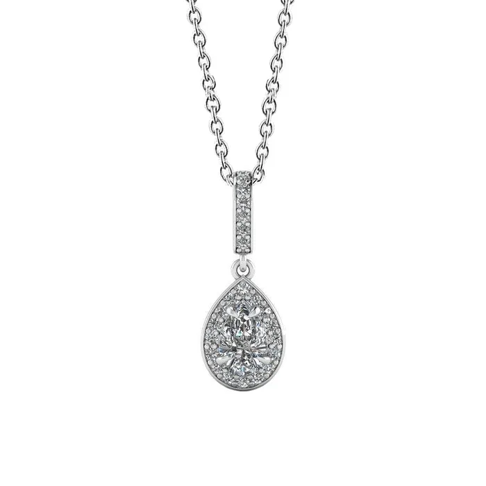 Necklaces GB Halo Pear Cut And Round 172 Ct Natural Earth Mined Diamonds Pendant Necklace White Gold Necklaces GB Halo Pear Cut And Round 172 Ct Natural Earth Mined Diamonds Pendant Necklace White Gold