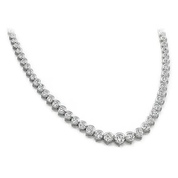 Necklaces GB Natural Earth Mined Diamond Tennis Necklace 12 Carats White Gold 14K Necklaces GB Natural Earth Mined Diamond Tennis Necklace 12 Carats White Gold 14K