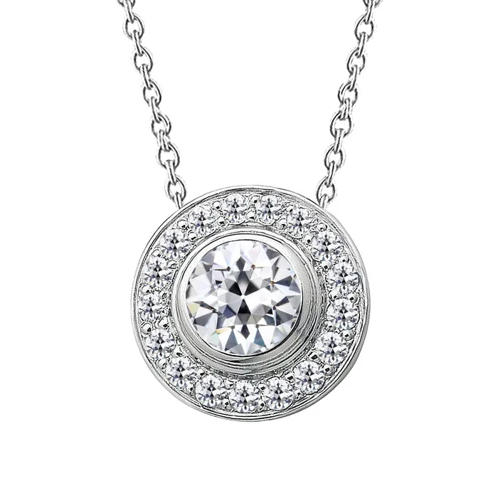 Necklaces HarryChadEntcom Antique Style Halo Pendant 4 Carats Old Miner Genuine Diamond Necklaces HarryChadEntcom Antique Style Halo Pendant 4 Carats Old Miner Genuine Diamond