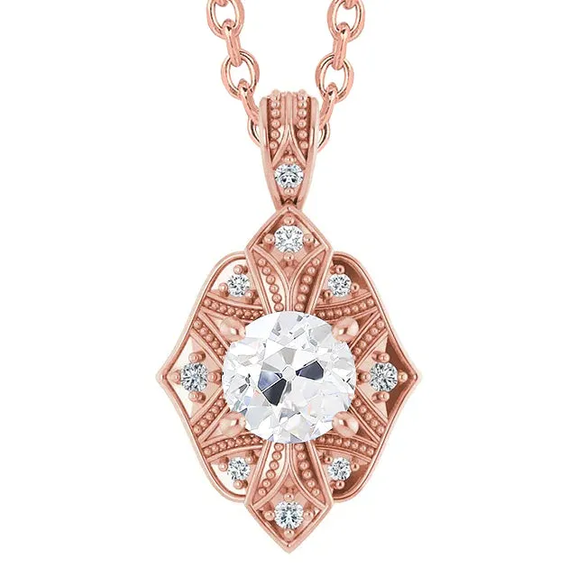 Necklaces HarryChadEntcom Milligrain Natural Earth Mined Diamond Pendant 250 Carats Round Old Cut Jewelry Gold 14K Necklaces HarryChadEntcom Milligrain Natural Earth Mined Diamond Pendant 250 Carats Round Old Cut Jewelry Gold 14K