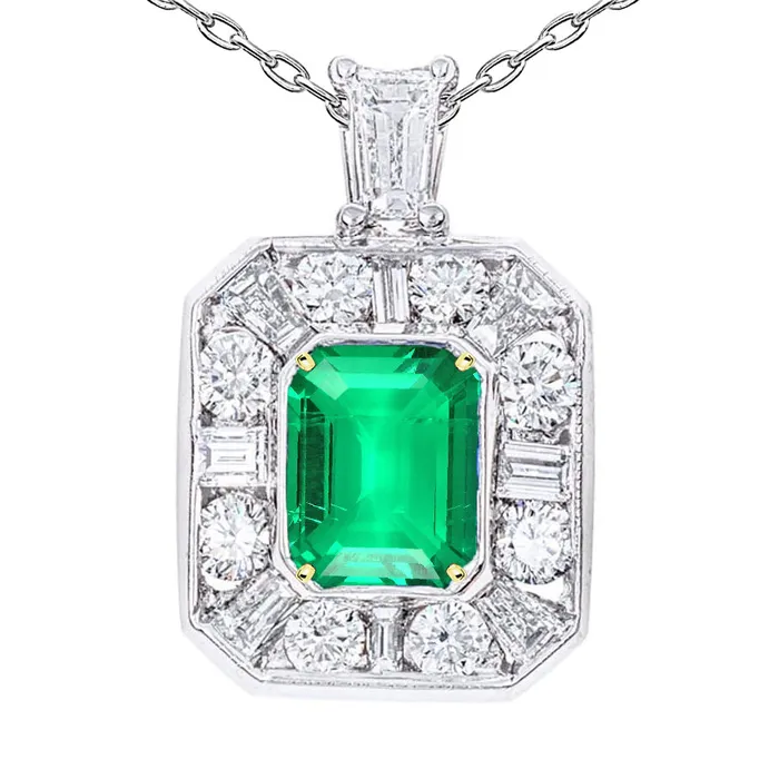 Necklaces HarryChadEntcom Octagon Shape Green Emerald Birthstone Pendant With Chain Necklaces HarryChadEntcom Octagon Shape Green Emerald Birthstone Pendant With Chain
