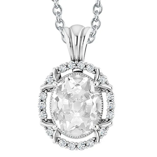 Necklaces HarryChadEntcom Oval Old Miner Round Real Natural Earth Mined Diamond Pendant 7 Carats Slide Chain Milgrain Necklaces HarryChadEntcom Oval Old Miner Round Real Natural Earth Mined Diamond Pendant 7 Carats Slide Chain Milgrain