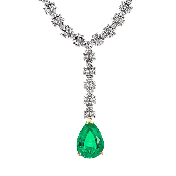 Necklaces HarryChadEntcom Pear Drop Pendant Diamond And Green Emerald Necklace Necklaces HarryChadEntcom Pear Drop Pendant Diamond And Green Emerald Necklace