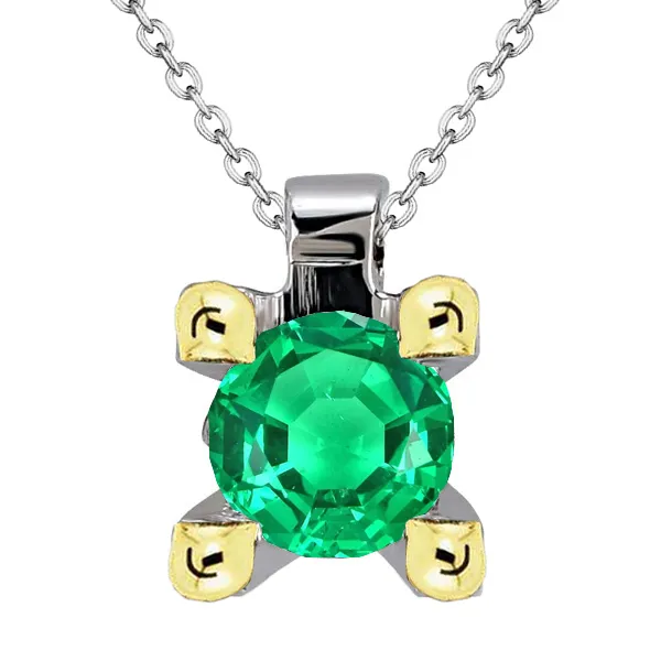 Necklaces HarryChadEntcom Simple Green Emerald Round Pendant