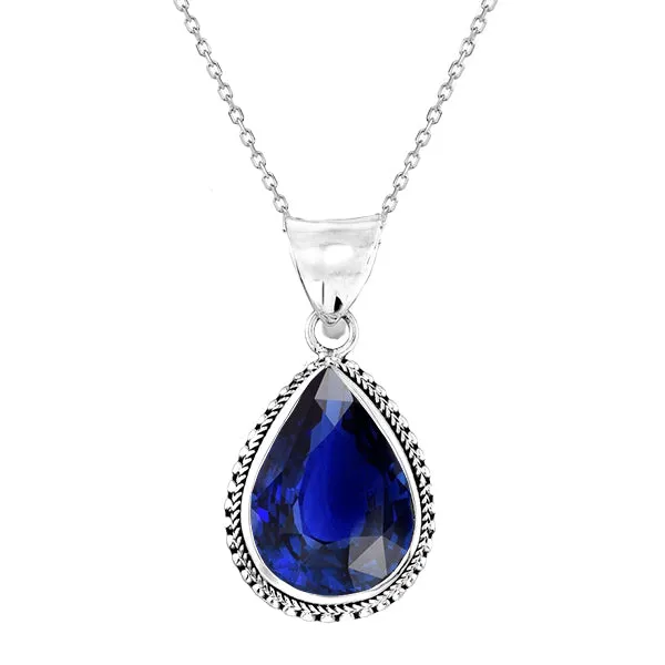Necklaces HarryChadEntcom Solitaire Pear Ceylon Sapphire Natural Earth Mined Diamond Pendant Vintage Style 2 Carats Necklaces HarryChadEntcom Solitaire Pear Ceylon Sapphire Natural Earth Mined Diamond Pendant Vintage Style 2 Carats