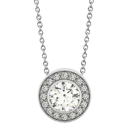 Necklaces HarryChadEntcom Sparkling 200 Ct Round Natural Earth Mined Diamond Milgrain Pendant Without Chain WG 14K Necklaces HarryChadEntcom Sparkling 200 Ct Round Natural Earth Mined Diamond Milgrain Pendant Without Chain WG 14K