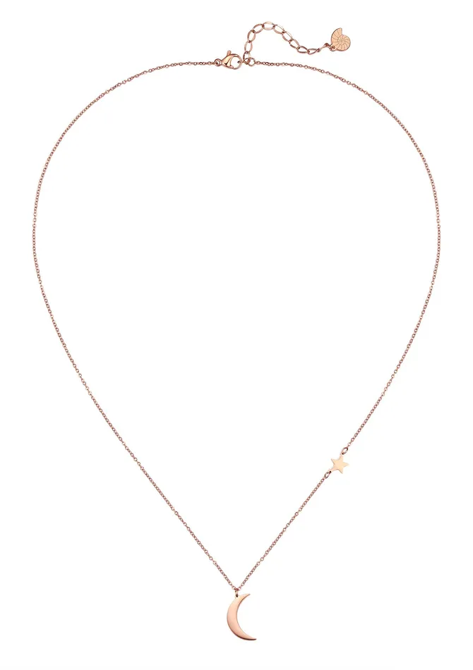 Necklaces Hey Happiness Moon and Star Necklace Rose Gold Necklaces Hey Happiness Moon and Star Necklace Rose Gold