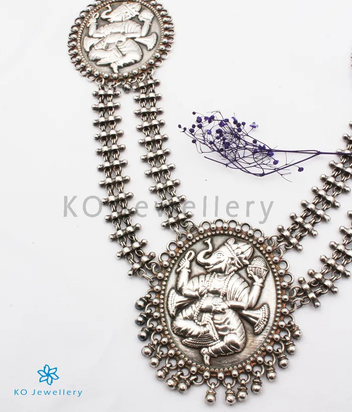 Necklaces Jaipur The Eeshan Antique Silver Ganesha Necklace