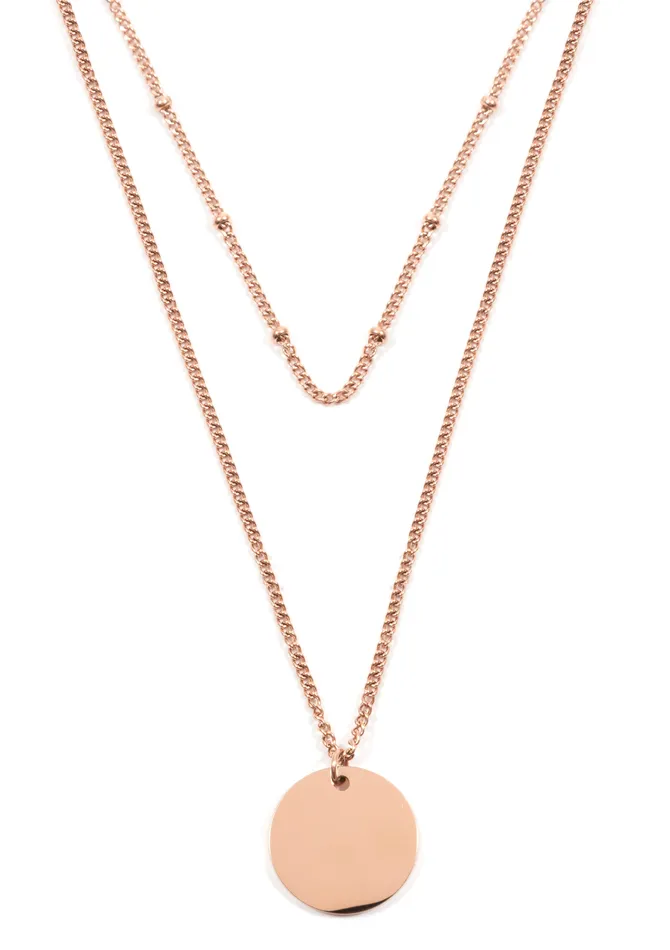 Necklaces Layered Circle Necklace Rose Gold Hey Happiness Necklaces Layered Circle Necklace Rose Gold Hey Happiness