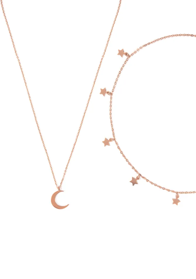Necklaces Star Choker Moon Necklace Jewelry Set Rose Gold Hey Happiness