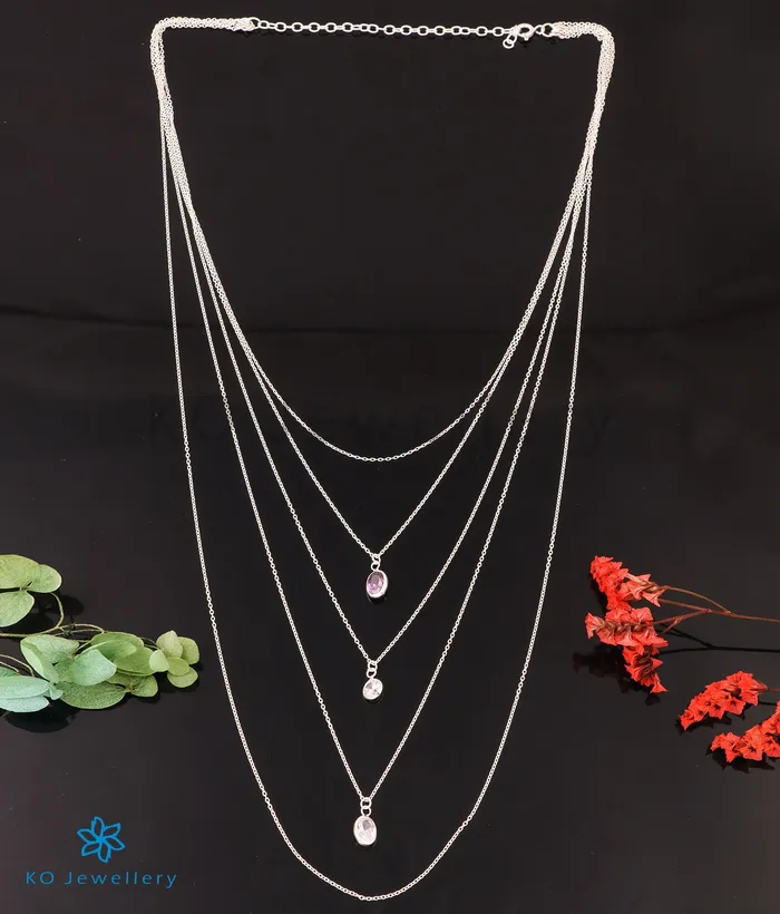 Necklaces The Alluring Silver 5 Layered Necklace Imported