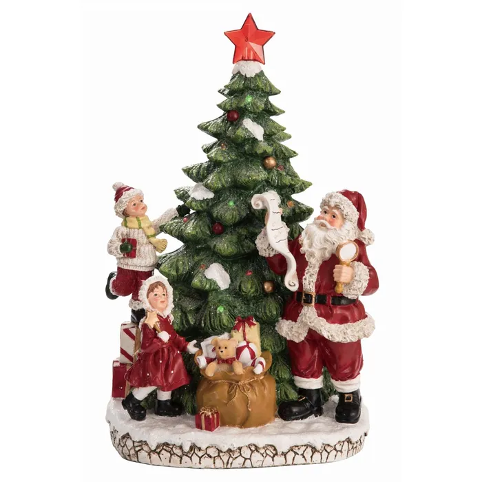 Necklaces Transpac Transpac Resin Light Up Tree With Santa