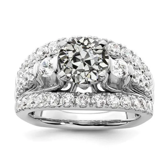 Old Mine Cut Natural Earth Mined Diamond Ring With Triple Row Accents 5 Carats HarryChadEntcom Rings Old Mine Cut Natural Earth Mined Diamond Ring With Triple Row Accents 5 Carats HarryChadEntcom Rings