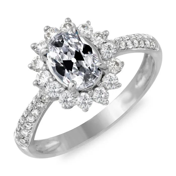 Oval Old Cut Halo Natural Earth Mined Diamond Wedding Ring Flower Style 9 Carats Gold HarryChadEntcom Rings Oval Old Cut Halo Natural Earth Mined Diamond Wedding Ring Flower Style 9 Carats Gold HarryChadEntcom Rings
