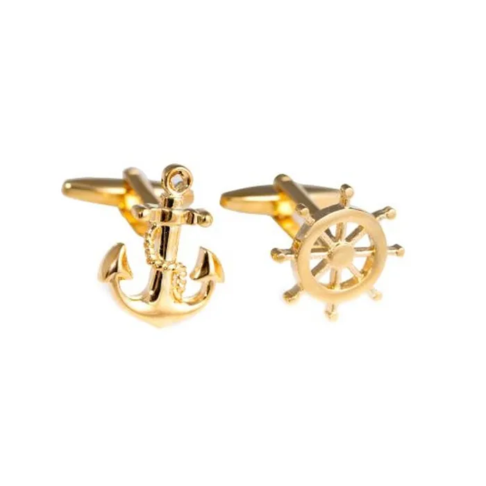 PreStyled Sets Bey Berk Bey Berk Gold Plated Ships Anchor Wheel Cufflinks