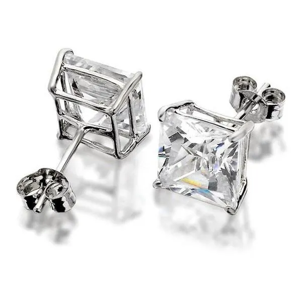 Princess Cut 320 Ct Natural Earth Mined Diamonds Studs Earrings 14K White Gold GB Earrings Princess Cut 320 Ct Natural Earth Mined Diamonds Studs Earrings 14K White Gold GB Earrings