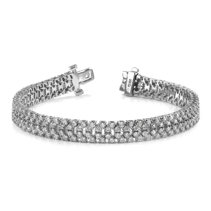 Quad Row 660 Carats Round Cut Natural Earth Mined Diamonds Bracelet White Gold 14K New GB Bracelets Quad Row 660 Carats Round Cut Natural Earth Mined Diamonds Bracelet White Gold 14K New GB Bracelets