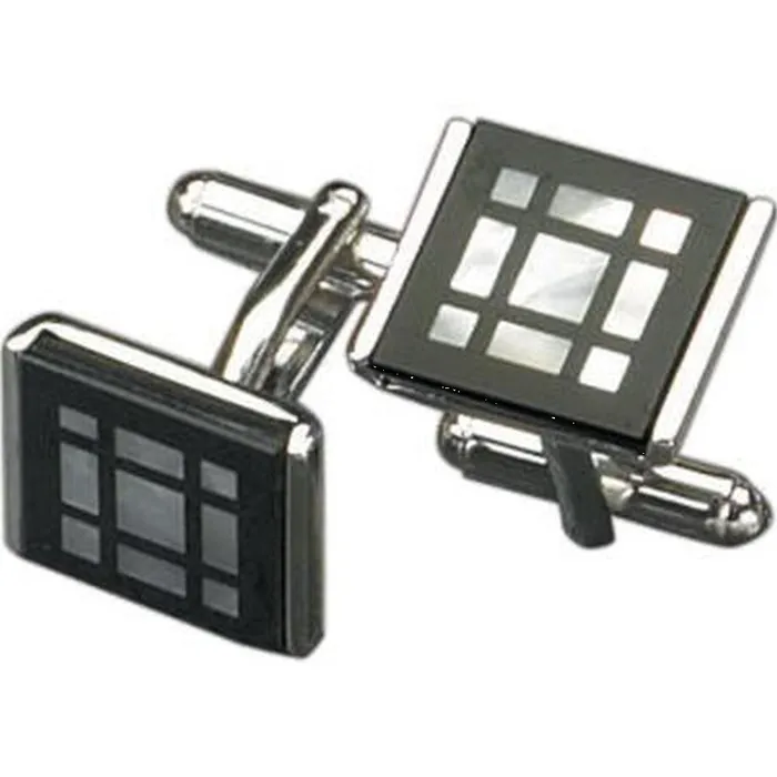 Rhodium Plated Cufflinks With Mother Of Pearl Square Design Bey Berk Necklaces Rhodium Plated Cufflinks With Mother Of Pearl Square Design Bey Berk Necklaces