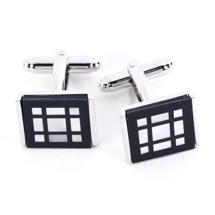 Rhodium Plated Cufflinks With Mother Of Pearl Square Design Bey Berk Necklaces Rhodium Plated Cufflinks With Mother Of Pearl Square Design Bey Berk Necklaces