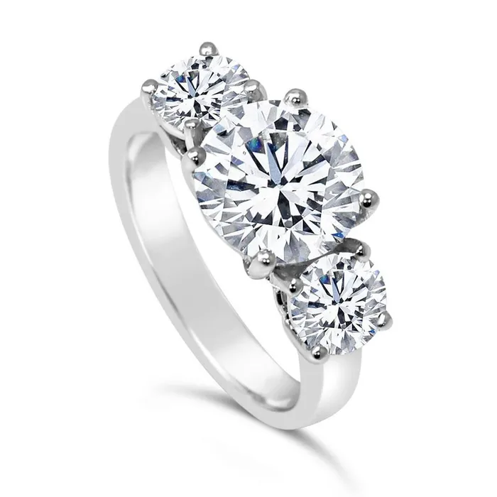 Rings 4 Carats Three Stone Round Cut Natural Earth Mined Diamonds Engagement Ring White Gold GB Rings 4 Carats Three Stone Round Cut Natural Earth Mined Diamonds Engagement Ring White Gold GB