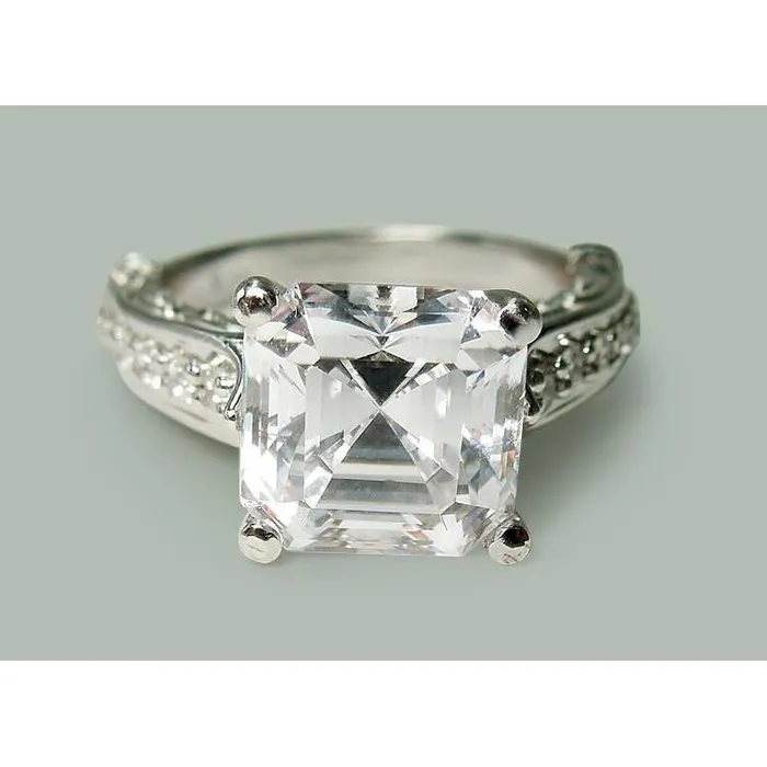 Rings Asscher Cut Center Real Natural Earth Mined Diamond Engagement Ring 328 Carats White Gold 14K GB Rings Asscher Cut Center Real Natural Earth Mined Diamond Engagement Ring 328 Carats White Gold 14K GB