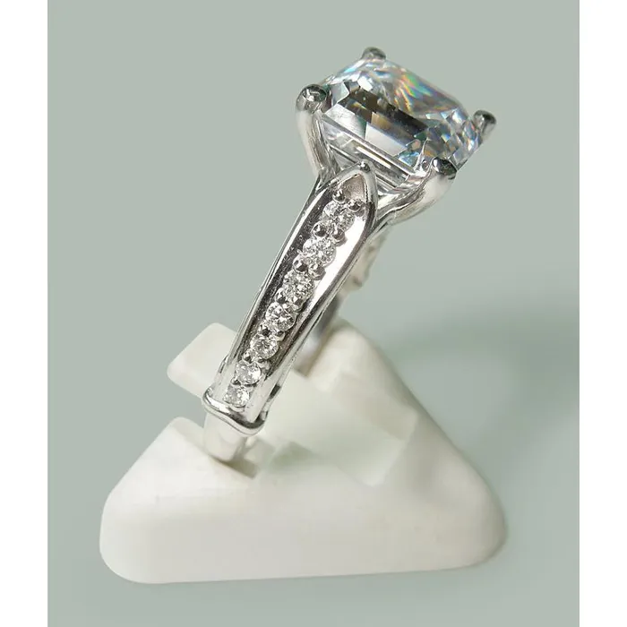 Rings Asscher Cut Center Real Natural Earth Mined Diamond Engagement Ring 328 Carats White Gold 14K GB