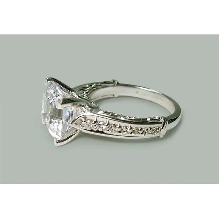 Rings Asscher Cut Center Real Natural Earth Mined Diamond Engagement Ring 328 Carats White Gold 14K GB