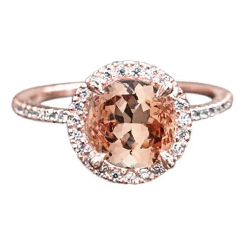 Rings GB 1010 Ct Morganite Halo Natural Earth Mined Diamond Ring Rose Gold 14K Rings GB 1010 Ct Morganite Halo Natural Earth Mined Diamond Ring Rose Gold 14K