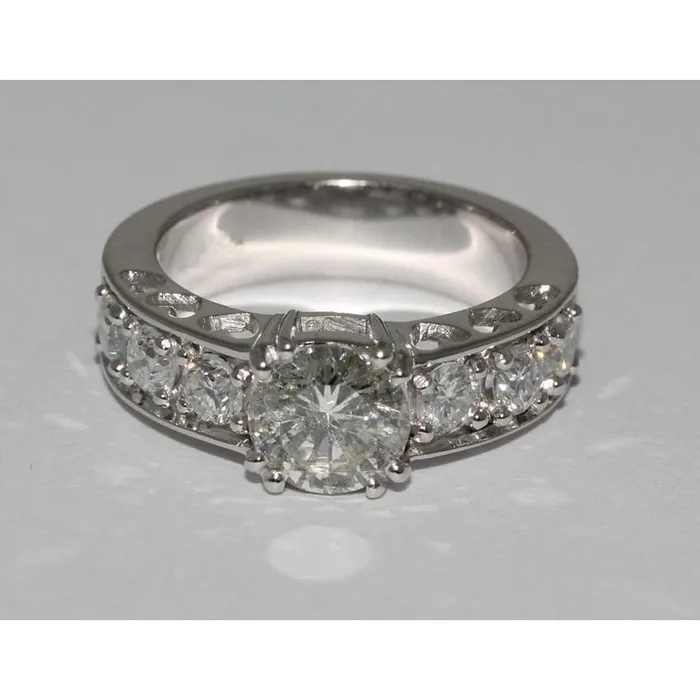 Rings GB 240 Carat Round Natural Earth Mined Diamond White Gold Solitaire Ring With Accents Rings GB 240 Carat Round Natural Earth Mined Diamond White Gold Solitaire Ring With Accents