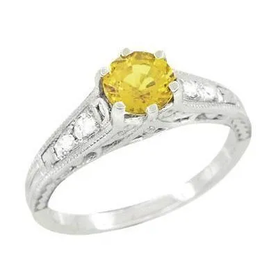 Rings GB 250 Ct Round Cut Yellow Sapphire And Natural Earth Mined Diamond Ring White Gold 14K Rings GB 250 Ct Round Cut Yellow Sapphire And Natural Earth Mined Diamond Ring White Gold 14K