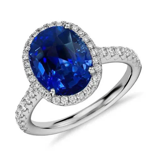 Rings GB 290 Carats Oval Blue Sapphire Round Engagement Natural Earth Mined Diamond Ring WG 14K Rings GB 290 Carats Oval Blue Sapphire Round Engagement Natural Earth Mined Diamond Ring WG 14K