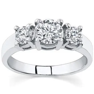 Rings GB 2 Carats Round Natural Earth Mined Diamond Three Stone Anniversary Ring White Gold 14K Rings GB 2 Carats Round Natural Earth Mined Diamond Three Stone Anniversary Ring White Gold 14K