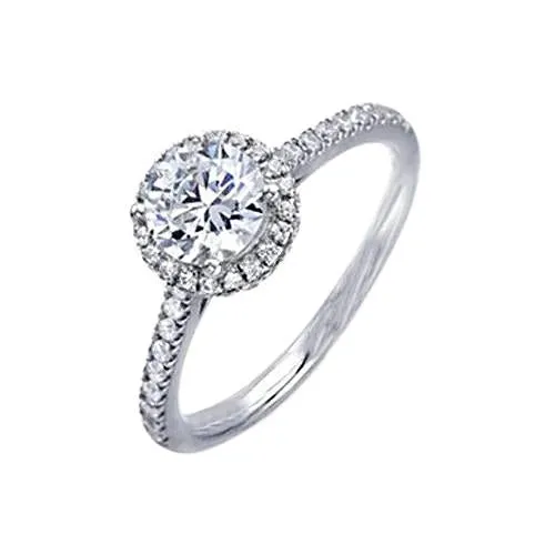 Rings GB 2 Ct Natural Earth Mined Diamond Engagement Ring White Gold Halo With Accents On Shank Rings GB 2 Ct Natural Earth Mined Diamond Engagement Ring White Gold Halo With Accents On Shank