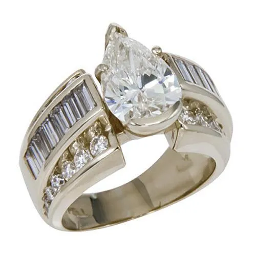 Rings GB 3 Carats Pear Cut Center Natural Earth Mined Diamond Wedding Ring White Gold Fine Jewelry Rings GB 3 Carats Pear Cut Center Natural Earth Mined Diamond Wedding Ring White Gold Fine Jewelry