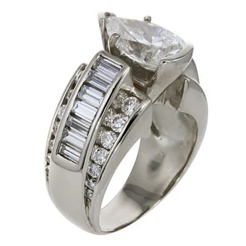 Rings GB 3 Carats Pear Cut Center Natural Earth Mined Diamond Wedding Ring White Gold Fine Jewelry