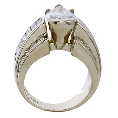 Rings GB 3 Carats Pear Cut Center Natural Earth Mined Diamond Wedding Ring White Gold Fine Jewelry