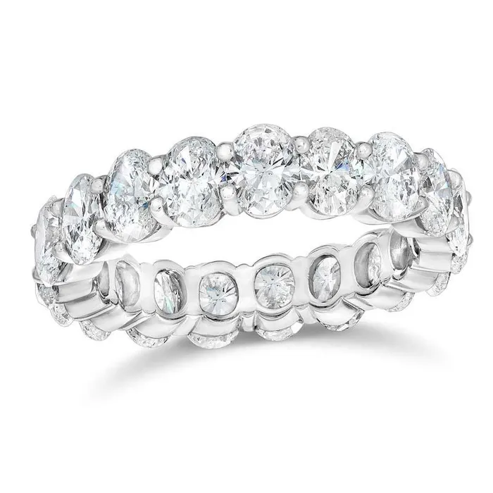 Rings GB 950 Carats Oval Cut Natural Earth Mined Diamond Gold Jewelry Eternity Band Women