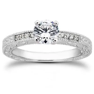 Rings GB Antique Style Round Natural Earth Mined Diamond Accented Ladies Ring 265 Carats Rings GB Antique Style Round Natural Earth Mined Diamond Accented Ladies Ring 265 Carats