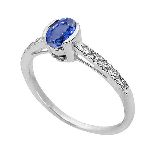 Rings GB Bezel Set Oval Sri Lanka Blue Sapphire Natural Earth Mined Diamond Ring 140 Ct Rings GB Bezel Set Oval Sri Lanka Blue Sapphire Natural Earth Mined Diamond Ring 140 Ct
