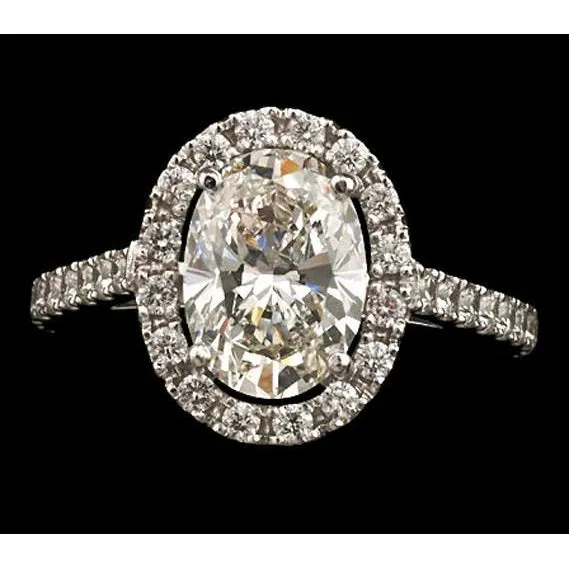 Rings GB Big Oval Center Lab Grown Diamond Women Halo Engagement Ring 2820 Ct White Gold