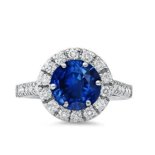 Rings GB Ceylon Sapphire With Natural Earth Mined Diamonds Engagement Ring 390 Ct White Gold 14K Rings GB Ceylon Sapphire With Natural Earth Mined Diamonds Engagement Ring 390 Ct White Gold 14K