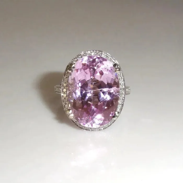 Rings GB Kunzite Halo Gemstone Ring