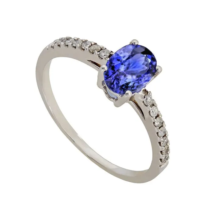 Rings GB Oval Tanzanite And Natural Earth Mined Diamonds 550 Carats Ring White Gold 14K Rings GB Oval Tanzanite And Natural Earth Mined Diamonds 550 Carats Ring White Gold 14K