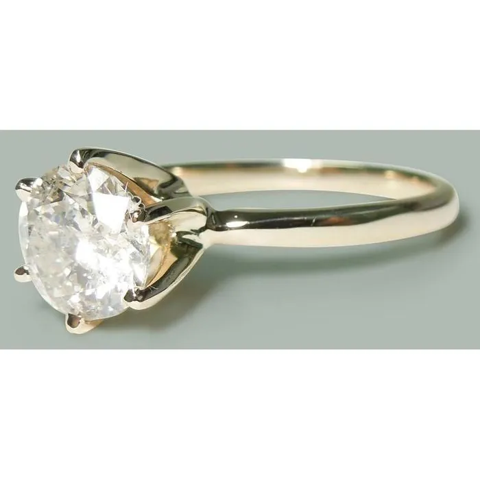 Rings GB Solitaire 150 Carat Round Natural Earth Mined Diamond Ring Yellow Gold 14K Rings GB Solitaire 150 Carat Round Natural Earth Mined Diamond Ring Yellow Gold 14K
