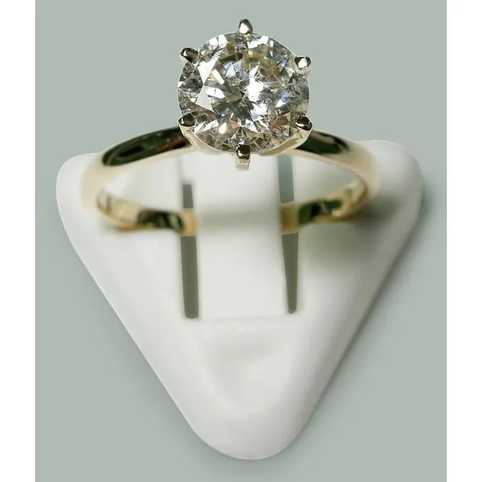 Rings GB Solitaire 150 Carat Round Natural Earth Mined Diamond Ring Yellow Gold 14K
