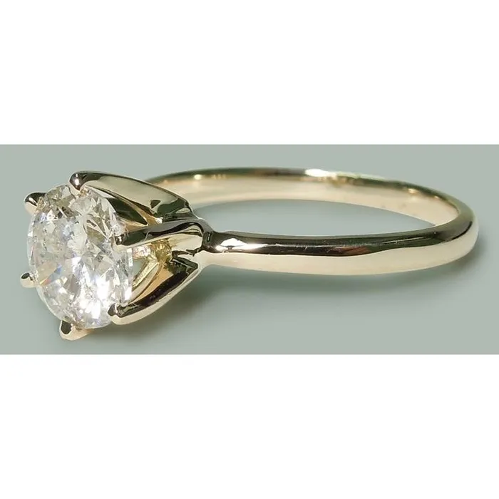 Rings GB Solitaire 150 Carat Round Natural Earth Mined Diamond Ring Yellow Gold 14K